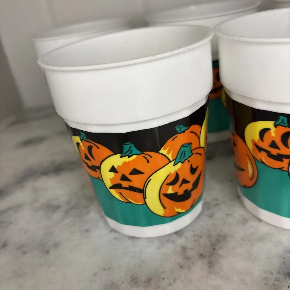Halloween Tumbler Cups Lot Of 8 Vintage Jack O‎ Lantern Pumpkin